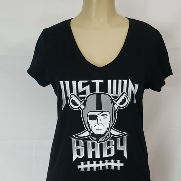 OAKLAND LAS VEGAS RAIDERS TSHIRT "JUST WIN BABY" NFL - Picture 3 of 8